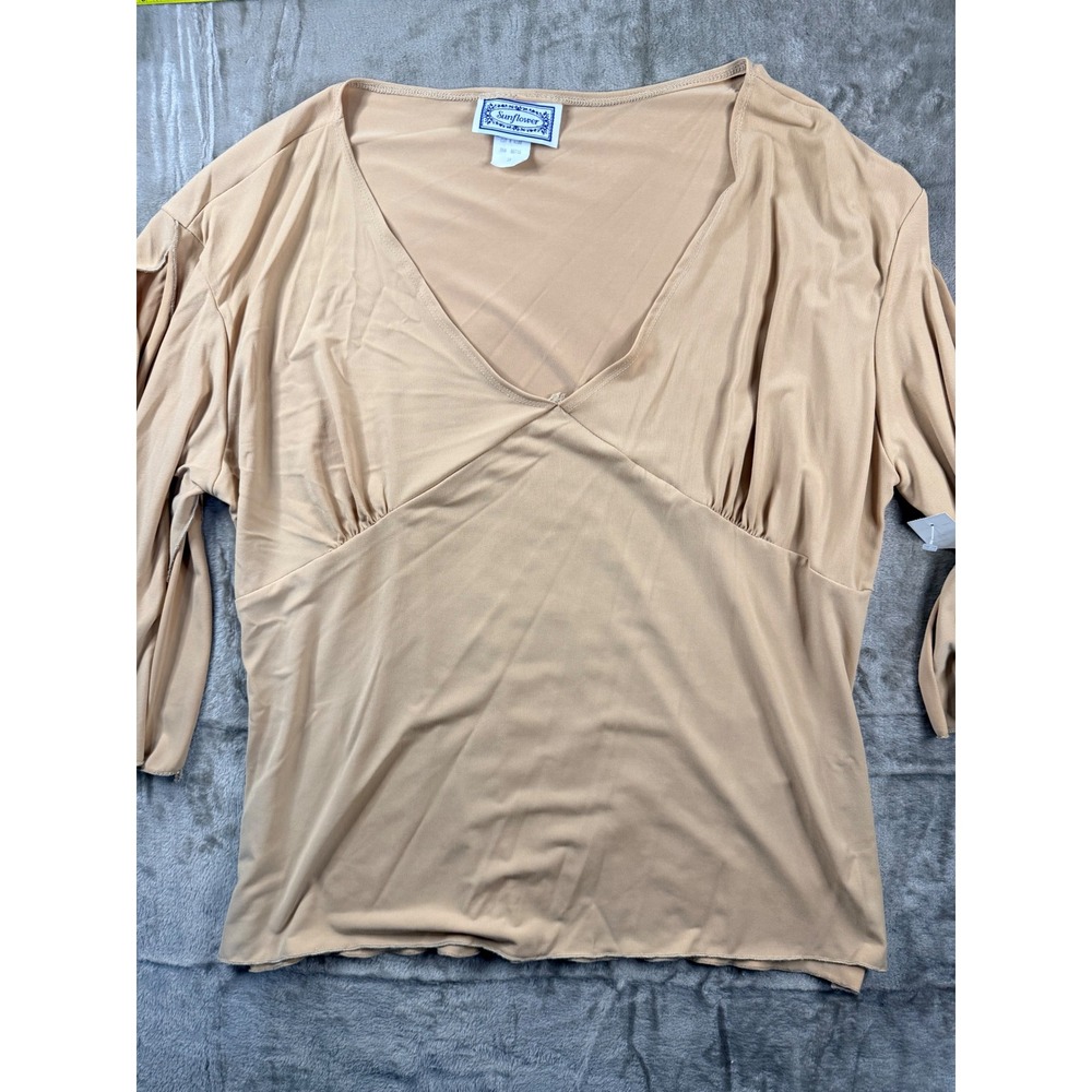 Sunflower Womens 3X Tan Nude V-Neck Split Bell Sleeve Empire Waist Blouse Top